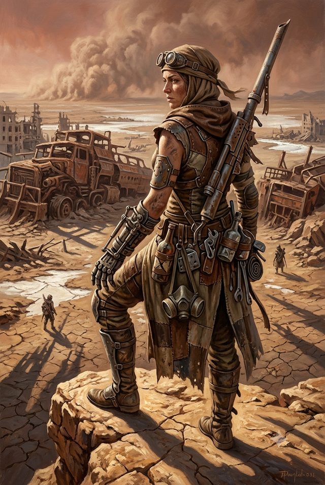 Post-apocalyptic wasteland setting for an AI dungeon master — ruins, scavenging, and survival